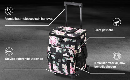 Brisby Boodschappentrolley 32L dark flower - incl. koelvak, koelelementen