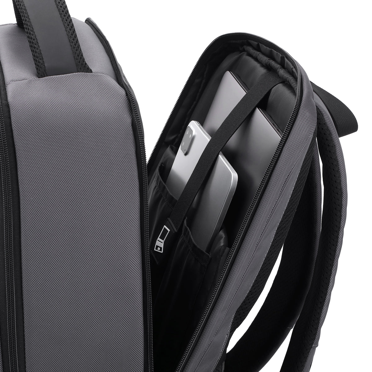 Brisby Rugzak Pro 1 – Laptoprugzak tot 15,7 inch voor Werk, School en Reizen – Waterafstotend – Met Tabletvak, Antidiefstalvak en Trolleysleeve - Grijs