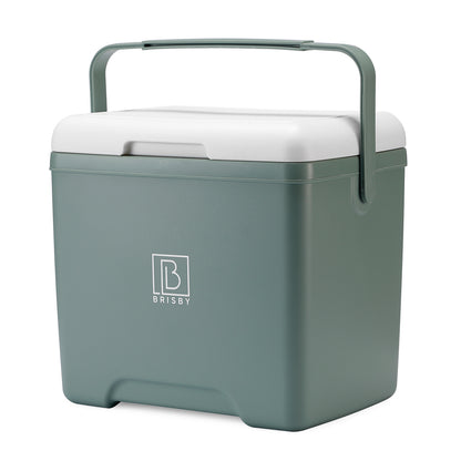 Brisby Koelbox - Frigobox - 13L- Groen - Tot maximaal 40 uur isolatie - Incl. 2 dikke koelelementen van 450ml - Met koelelementen vergrendeld in deksel en Brisby 500ml Zwarte Dubbelwandige Thermosfles