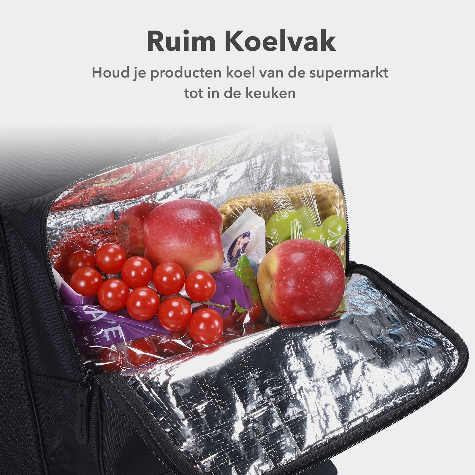 Boodschappentrolley deluxe 60L zwart - koelvak - boodschappenwagen - steekwagenfunctie - verstelbaar handvat
