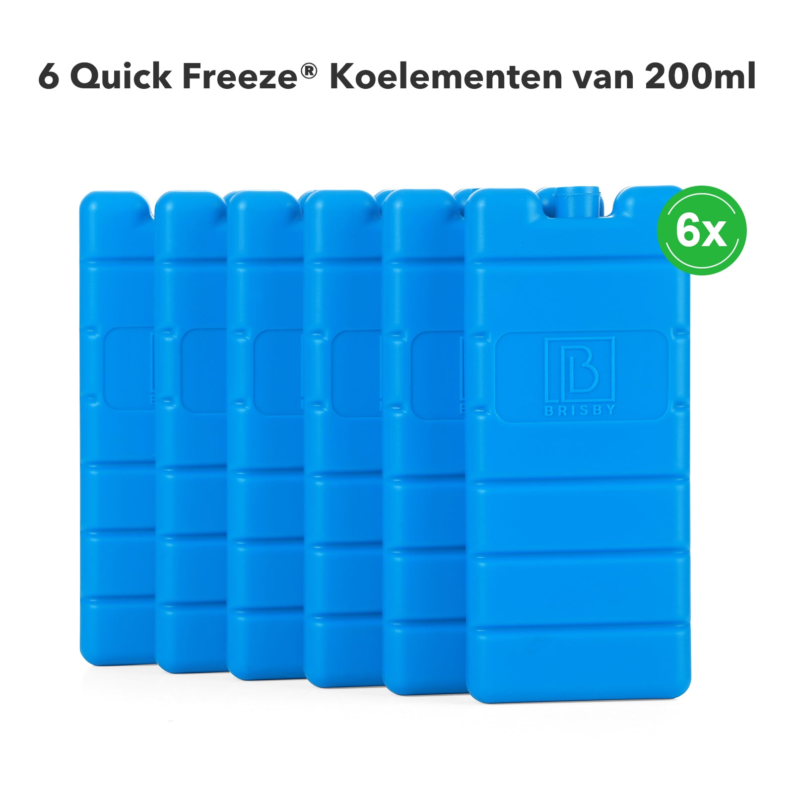 Brisby Blauwe Koelementen 6 Stuks 200 Gram - 8 x 15 x 2 cm.