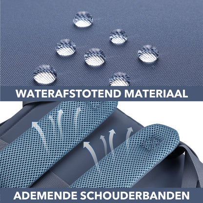 Brisby Premium Luiertas – Uitgebreide en Functionele Verzorgingstas – met buggymontage – Anti Diefstal Vakken - Reistrolley Sleeve - Inclusief verschoonmatje t.w.v.15,99 euro en speenhouder - Levenslange Garantie - Nordic Blue