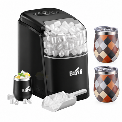 Bardi IJsblokjesmachine set 1,6L zwart - incl. 3 thermoscups blok en ijsschep