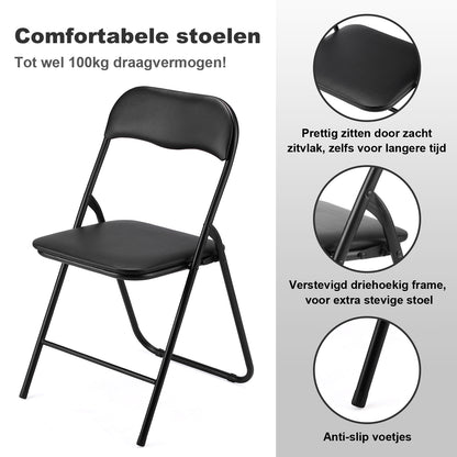 Bardi 2-delige Klapstoelen set PVC zwart - 100 kg draagvermogen