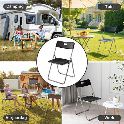 Bardi 8 Delige Klapstoelenset – Vouwstoelenset Stevige Kwaliteit, Weersbestending, 100KG Belastbaar. 44 x 45 x 79 cm. – ZWART