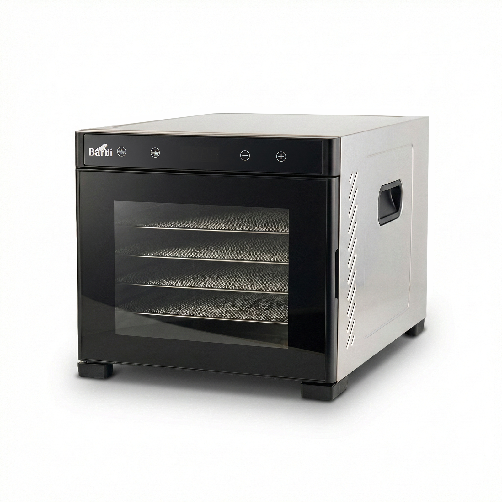 Bardi Voedseldroger 6-laags 650W RVS - 24-uurs timer - led-bedieningspaneel - incl. 6 inlegvellen en voedseltang