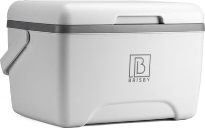 Brisby Koelbox - Frigobox - 8L - Wit- Tot maximaal 40 uur isolatie - Incl. 2 dikke koelelementen van 450ml - Met koelelementen vergrendeld in deksel en Brisby 500ml Zwarte Dubbelwandige Thermosfles