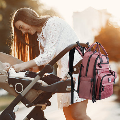 Premium luiertas rood - uitgebreide en functionele verzorgingstas - met buggymontage - anti diefstal vakken - reistrolley sleeve - incl. verschoonmatje en speenhouder - levenslange garantie