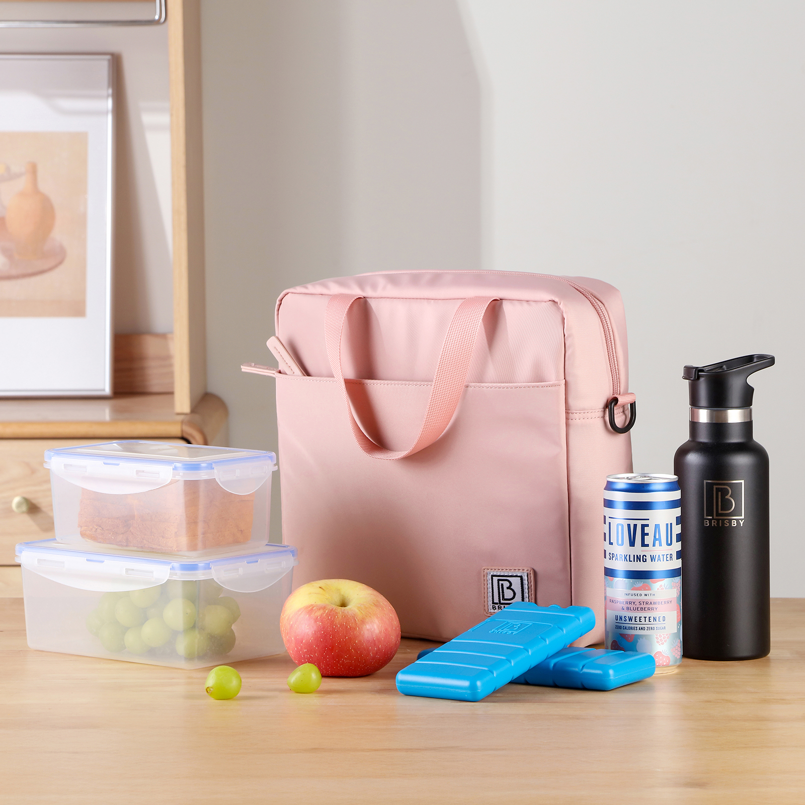 Brisby Koeltas 7L smooth pink - incl. 2 koelelementen, schouderband