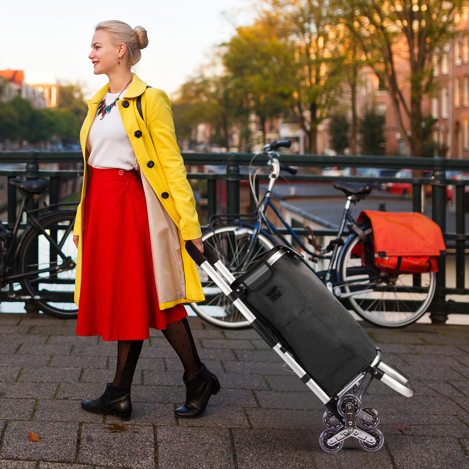 Packaway Boodschappentrolley 40L grijs - incl. trapwielen - steekwagenfunctie