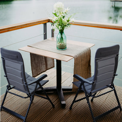4-delige luxe campingstoelen set - 7 standen - 120 kg draagvermogen - lichtgewicht - grijs