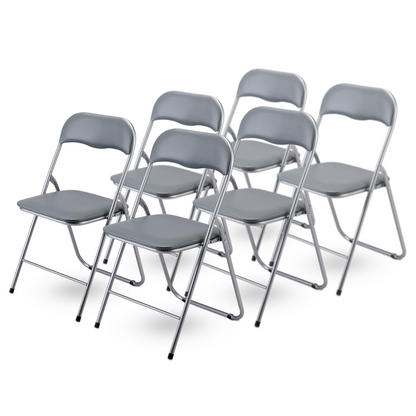 Bardi 6-delige Klapstoelen set PVC grijs - 100 kg draagvermogen
