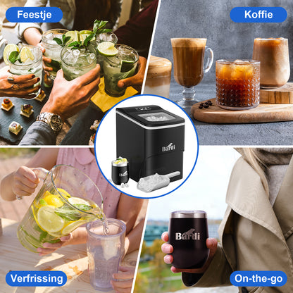 Bardi Deluxe Ice Cube Machine 2L black - Self-cleaning function - ice cube maker with ice scoop - Incl. luxury thermos cup and ice scoop