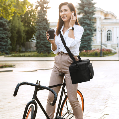 Cooler bag 15L black - lunch bag - 4-layer insulated - foldable - incl. 2 free cooling elements and carrying strap