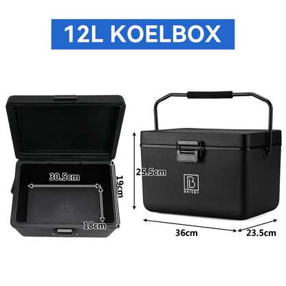 Koelbox 12L met handvat zwart - dividers - snijplanken - tot maximaal 40 uur isolatie - incl. 2 koelelementen van 200ml