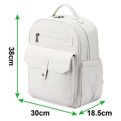 Venezia wear-resistant backpack white - PU leather - 14 inch laptop compartment - water-repellent