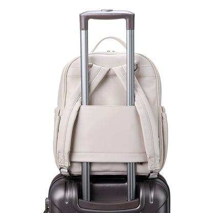 Venezia wear-resistant backpack white - PU leather - 14 inch laptop compartment - water-repellent
