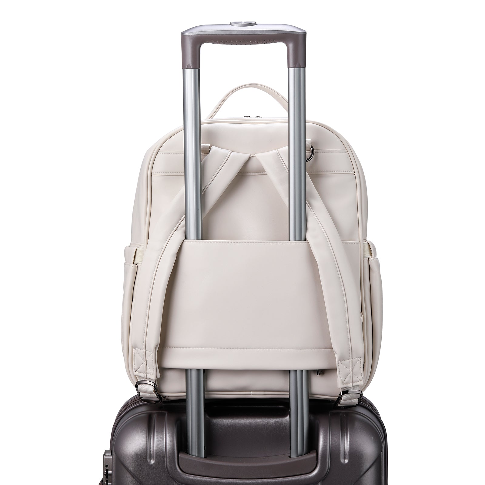 Venezia slijtvaste rugtas wit - PU leer - 14 inch laptopvak - waterafstotend