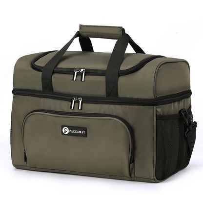 Packaway Koeltas 30L - Lunchtas - Inclusief 4 Koelelementen - Dubbel Compartiment - 4-Laags Geïsoleerd - Waterafstotend - Olive Green