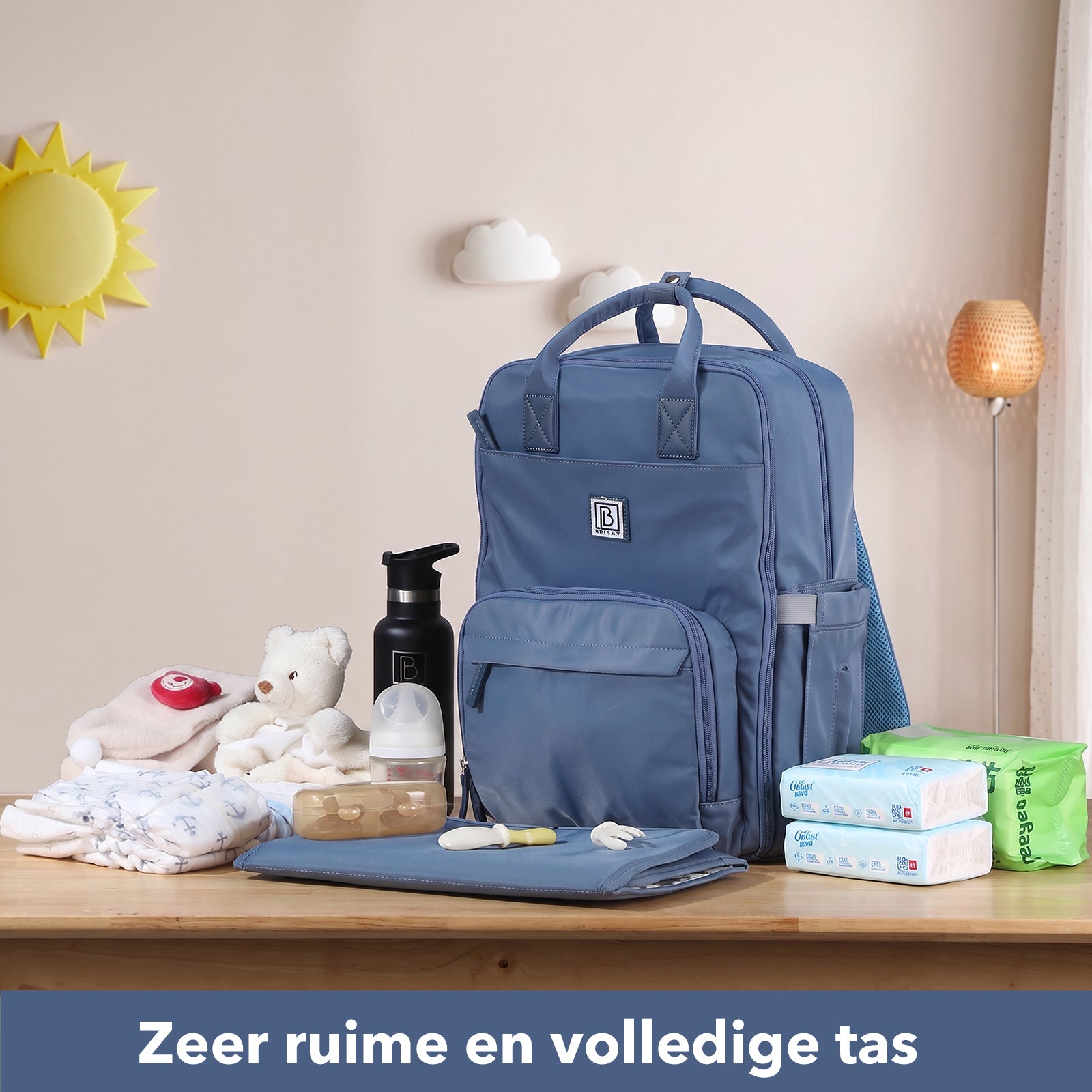 Brisby slijtvaste Luiertas – verzorgingstas – met buggymontage - Nordic Blue