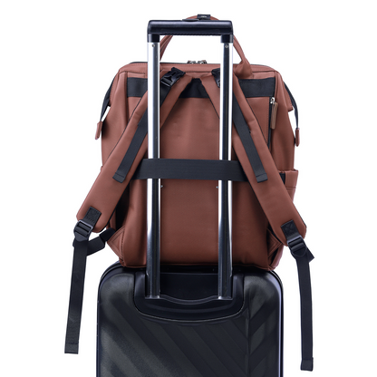 Stayopen luiertas roodbruin - Verzorgingstas - stay-open frame - USB oplaadfunctie - incl. buggymontage en verschoonmat