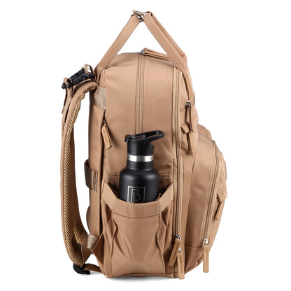 Brisby Premium Luiertas – Uitgebreide en Functionele Verzorgingstas – met buggymontage – Anti Diefstal Vakken - Reistrolley Sleeve - Inclusief verschoonmatje t.w.v.15,99 euro en speenhouder - Levenslange Garantie - True Terracotta