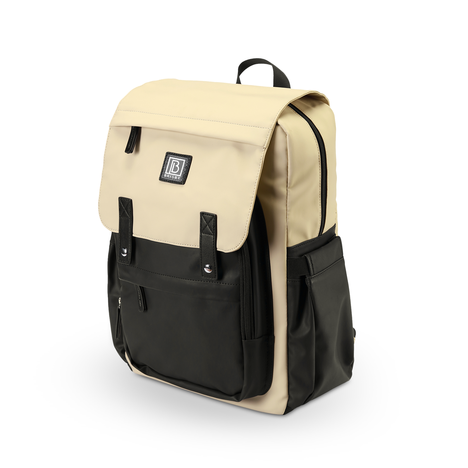 Two-tone wear-resistant changing bag cream and black - changing bag - incl. buggy mounting and changing mat