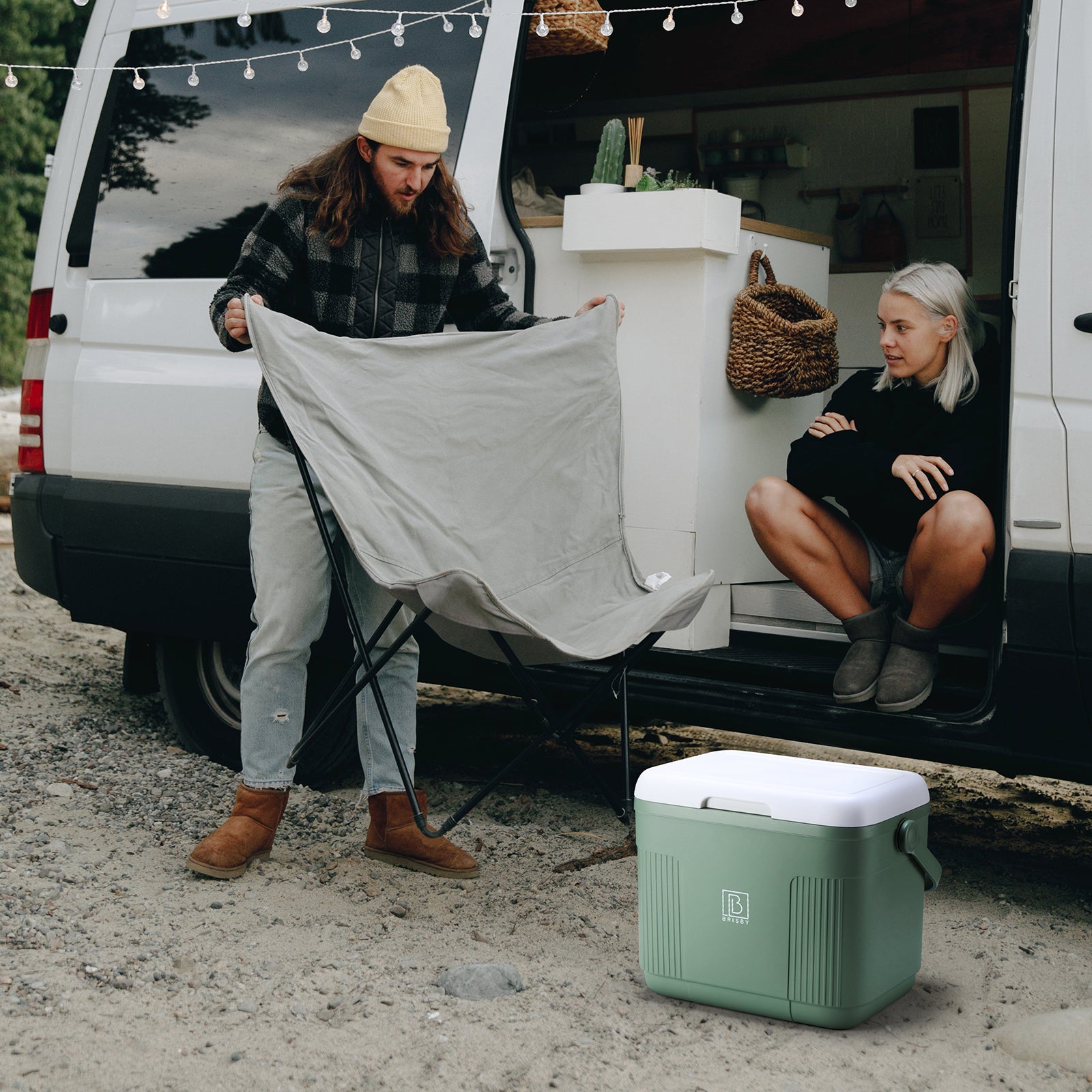 Brisby Koelbox 22L groen + 3-delige vershoudbakjes + 2 thermosflessen 0,5L set