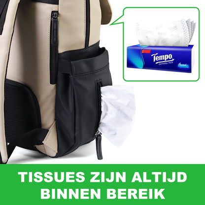 Two-tone slijtvaste luiertas crème en zwart - Verzorgingstas - incl. buggymontage en verschoningsmat