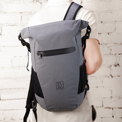 3 in 1 waterproof rolltop bicycle bag set 40-52L gray - 100% reflection - high visibility - bicycle bag - backpack - shoulder bag