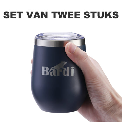 Thermosbeker set blauw - 2 bekers met lekvrije deksels - dubbelwandig - 360ml