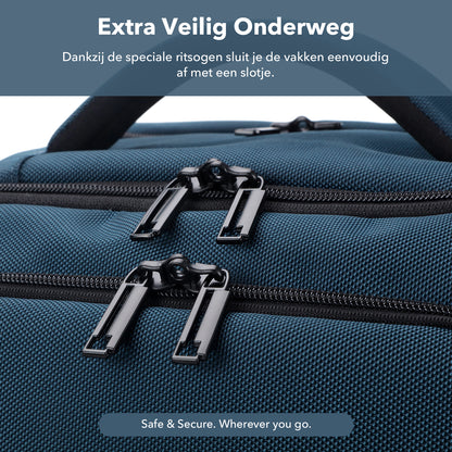 Brisby Rugzak Pro 2 – Laptoprugzak tot 15,7 inch voor Werk, School en Reizen – Waterafstotend – Met Tabletvak, Antidiefstalvak en Trolleysleeve – Blauw