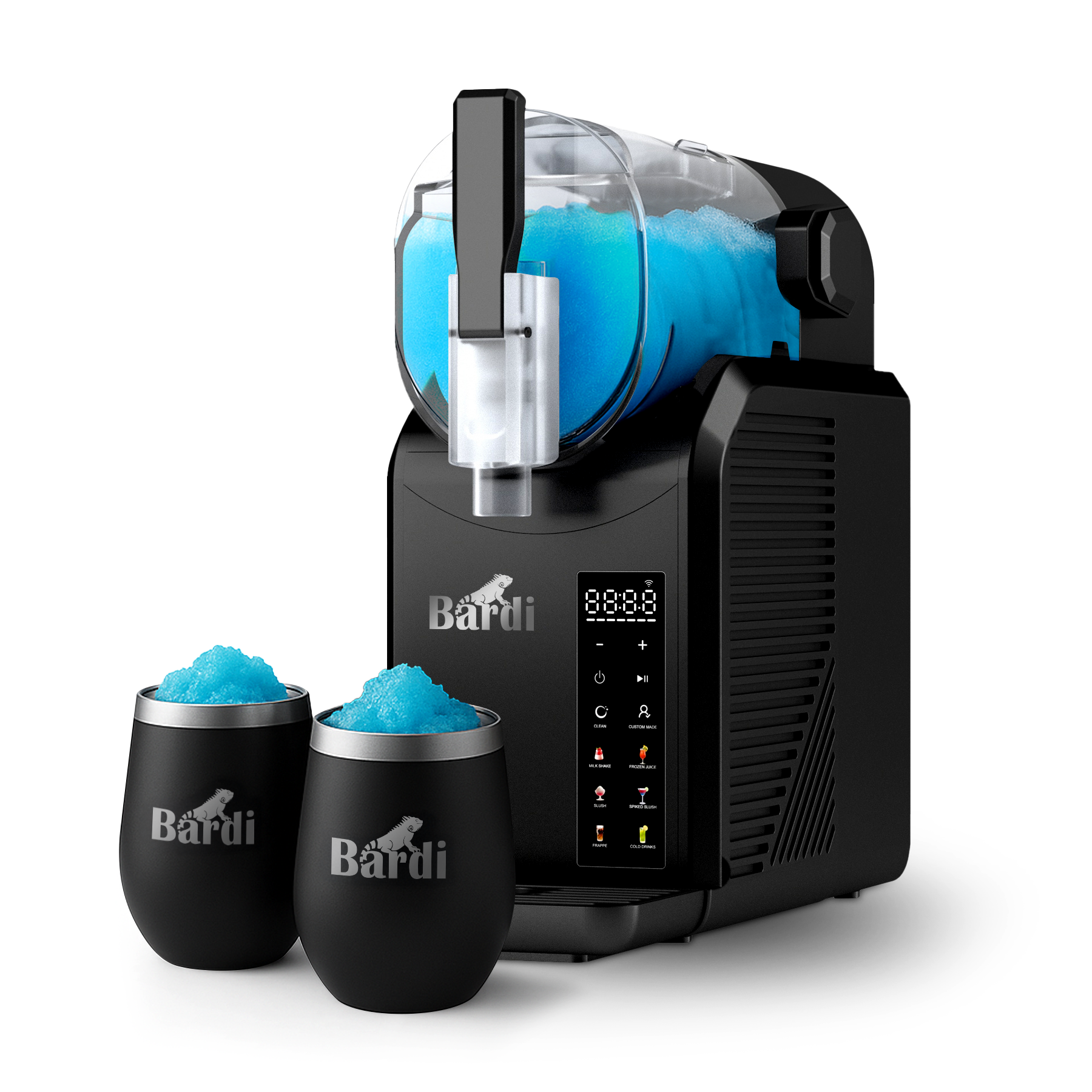 Slushmachine SET - 7-in-1 - slush, frappé, milkshake en smoothie maker - 2,1L - incl. 2 zwarte thermoscups