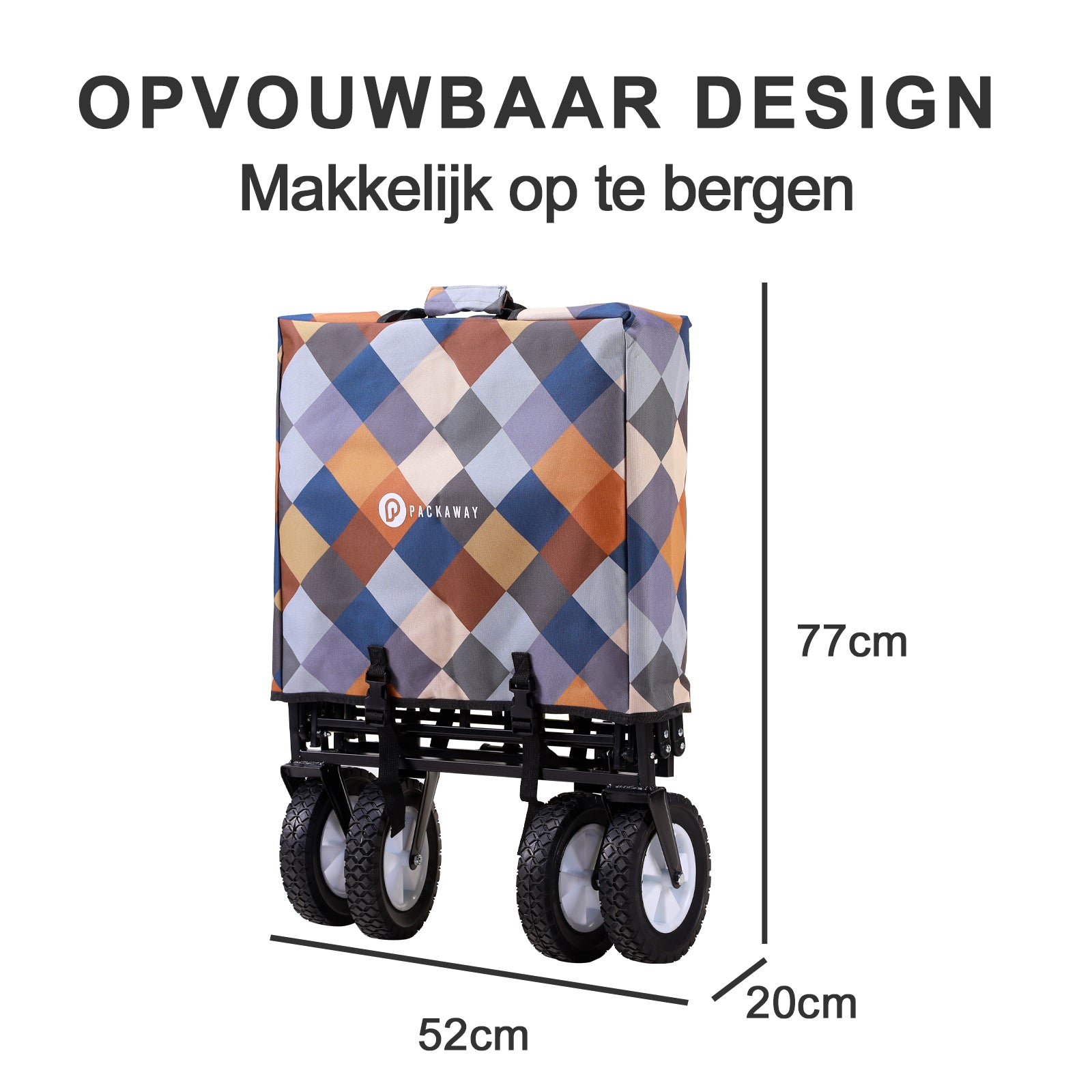 Opvouwbare bolderkar 70kg blok - 98 x 53 cm - wasbaar polyester