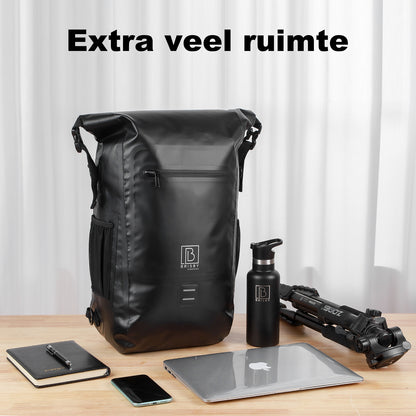 3 in 1 waterdichte rolltop fietstas set 40-52L zwart - hoge zichtbaarheid - fietstas - rugtas - schoudertas