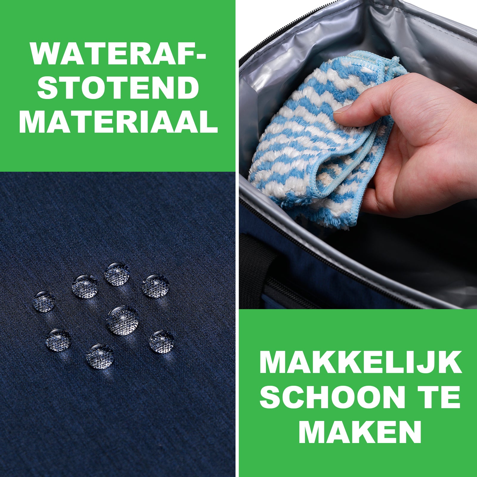 Koeltas 15L donkerblauw - lunchtas - 4-laags geïsoleerd - opvouwbaar - incl. 2 gratis koelelementen en draagband