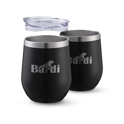 Bardi Thermosbekers 0,3L RVS zwart set -  incl. deksels - dubbelwandig