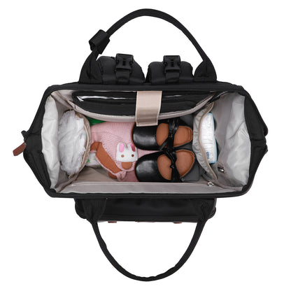 Stayopen luiertas zwart - Verzorgingstas - stay-open frame - USB oplaadfunctie - incl. buggymontage en verschoonmat