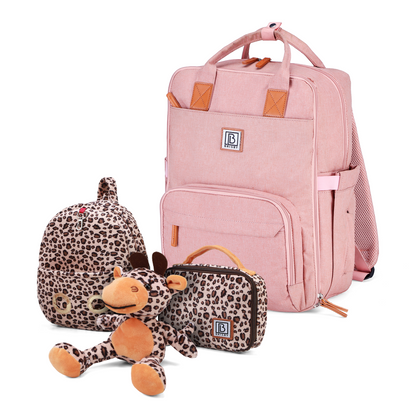 Brisby Luiertas Original - Roze - Kinderrugzak - 1.5L kinderlunchtas Giraffe