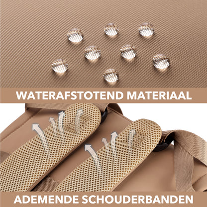 Brisby Premium Luiertas – Uitgebreide en Functionele Verzorgingstas – met buggymontage – Anti Diefstal Vakken - Reistrolley Sleeve - Inclusief verschoonmatje t.w.v.15,99 euro en speenhouder - Levenslange Garantie - True Terracotta