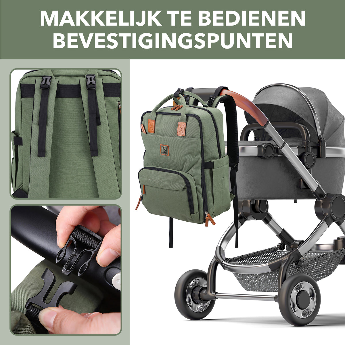 Brisby Luiertas Original - Groen  - Kinderrugzak - 1.5L kinderlunchtas Giraffe