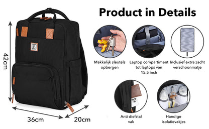 Brisby Luiertas original zwart - incl. buggymontage en verschoningsmat