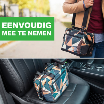 Koeltas 12L abstract colours - Lunchtas - 4-laags geïsoleerd - extra ruimte uitvouwbaar - 2 gratis koelelementen - incl. schouderriem