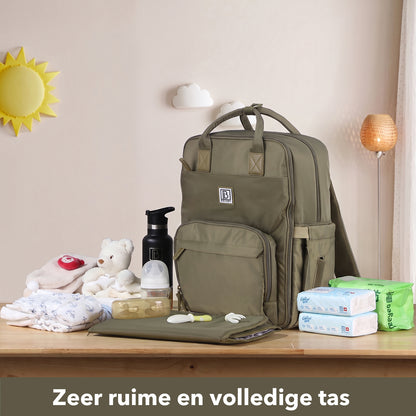 Brisby slijtvaste Luiertas – verzorgingstas – met buggymontage - Olive Green