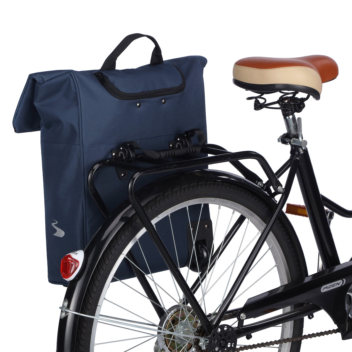 Fietstrolley Tas 2-in-1 Fietstas en Trolley Zwart 18-28L Laptopvak Verstelbare Hendel Bevestigingssysteem - Blauw