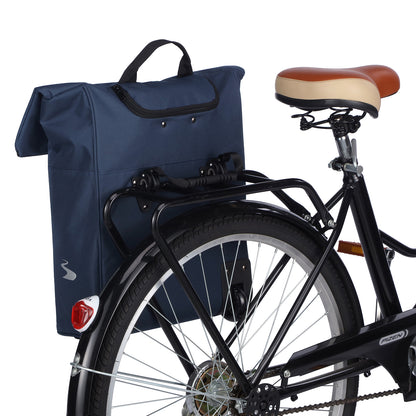 Fietstrolley Tas 2-in-1 Fietstas en Trolley Zwart 18-28L Laptopvak Verstelbare Hendel Bevestigingssysteem - Blauw