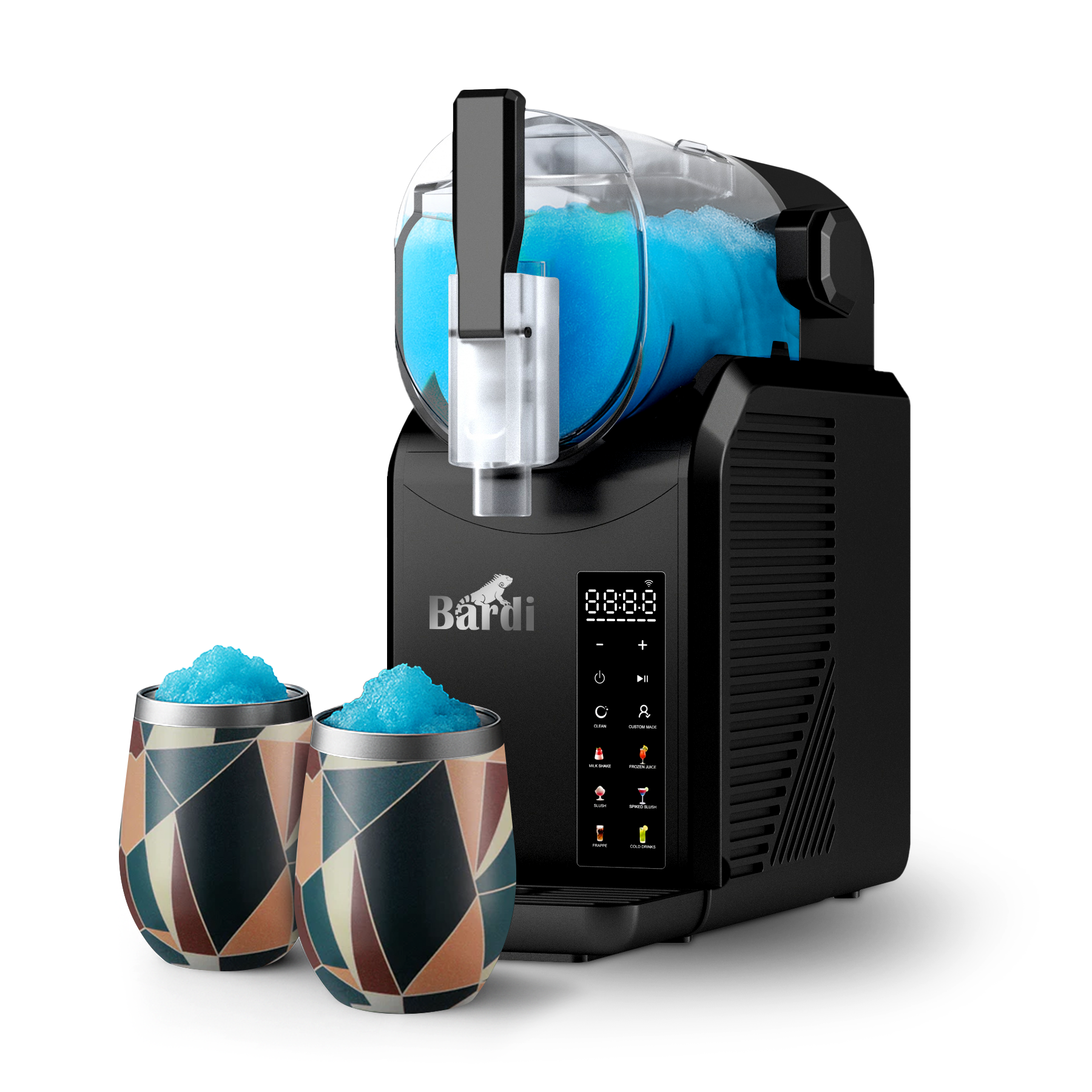 Slushmachine SET - 7-in-1 - slush, frappé, milkshake en smoothie maker - 2,1L - incl. 2 abstract colours thermoscups