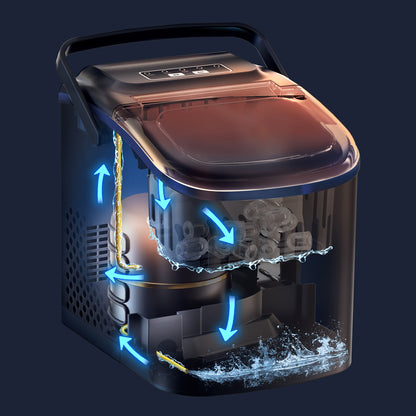 Bardi Deluxe Ice Cube Machine 1.2L black - Self-cleaning function - ice cube maker with ice scoop - Incl. luxury thermos cup and ice scoop