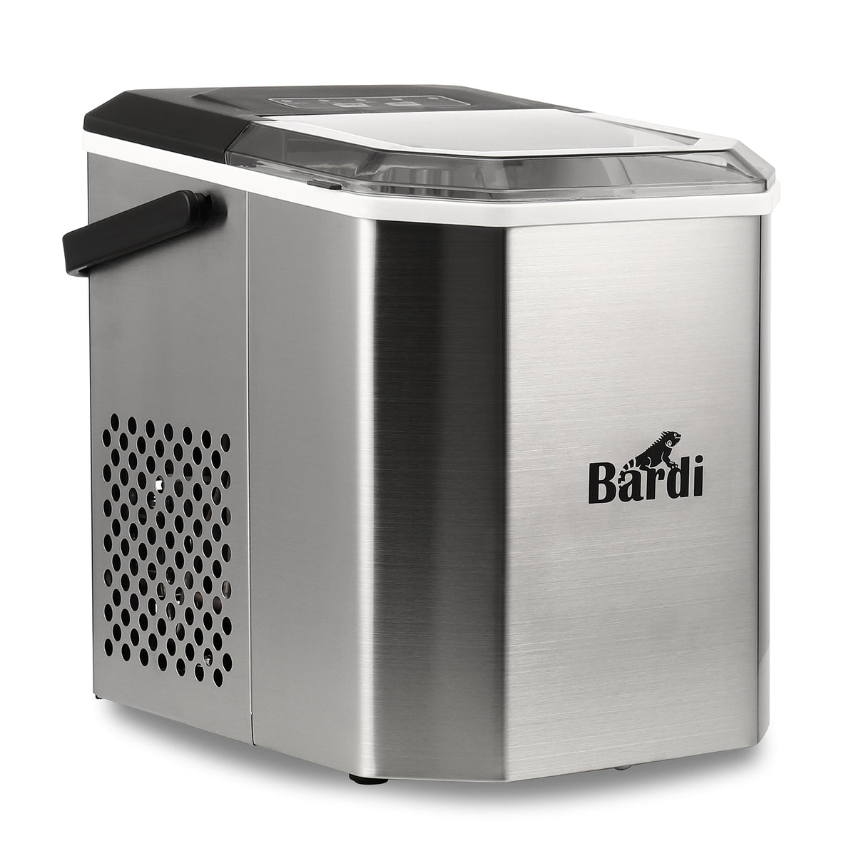 Bardi 1.3L Deluxe IJsblokjesmachine Square – IJsblokmaker Inclusief Luxe Thermosbeker en IJsschep – 9 Blokjes in 8 Minuten – GUNMETAL RVS