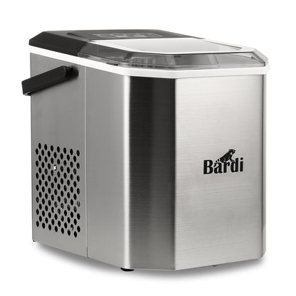 Bardi 1.3L Deluxe IJsblokjesmachine Square – IJsblokmaker Inclusief Luxe Thermosbeker en IJsschep – 9 Blokjes in 8 Minuten – GUNMETAL RVS